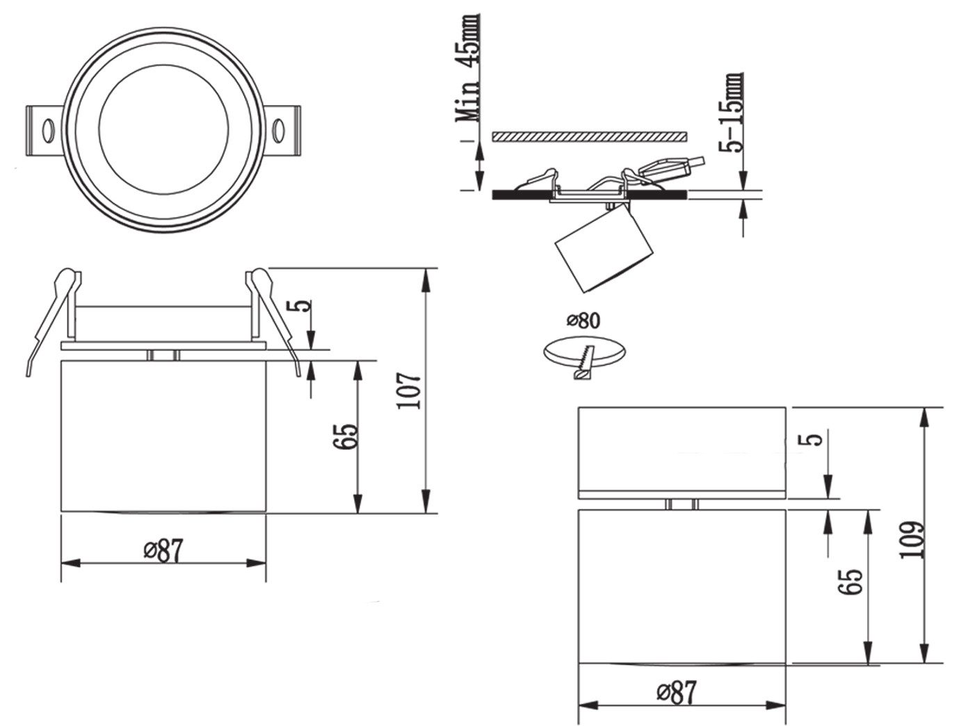 TRIO Leuchten LED Deckenstrahler, LED fest integriert, Warmweiß, Spot für Decke aus Metall, Aufputz oder Einbau-Strahler innen, Ø 9cm