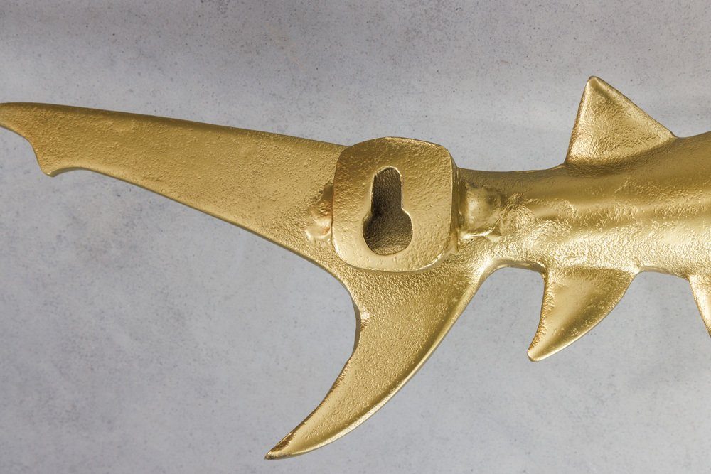 riess-ambiente Wanddekoobjekt HAIE 68cm Maritim · · Wohnzimmer 2 (Set, · Metall handmade · Fisch Deko St), · Skulptur · gold