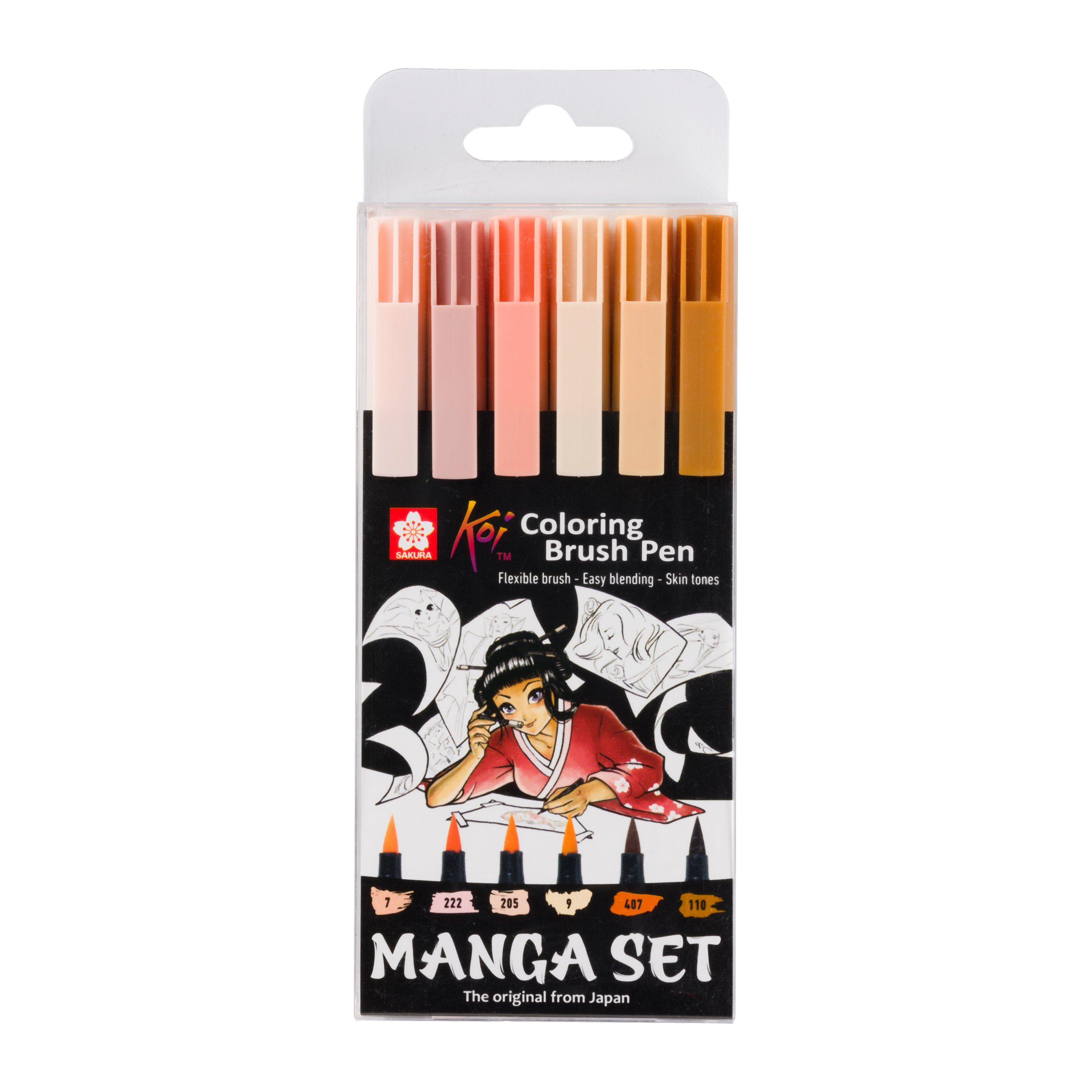 Sakura Pinselstift Koi Colouring Sammlung, pen Brush 6er-Set Manga
