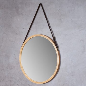 Levandeo® Wandspiegel, Spiegel 38cm Rund Bambus Holz Wandspiegel Flurspiegel Wanddeko Deko