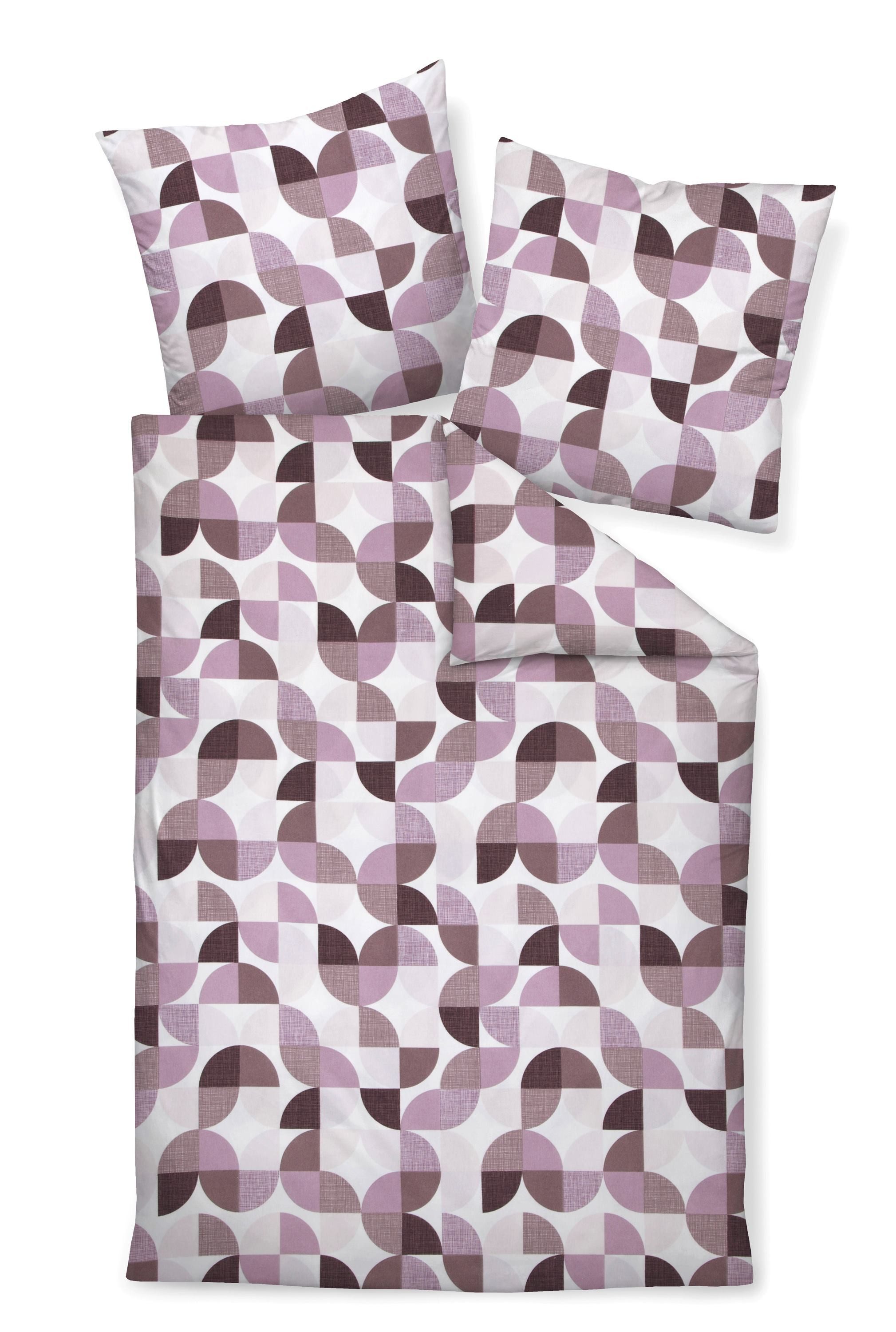 Janine Bettwäsche Janine Feinbiber Bettwäsche Davos 155x220 Retro beere mauve 65121-05, Feinbiber, 2 teilig