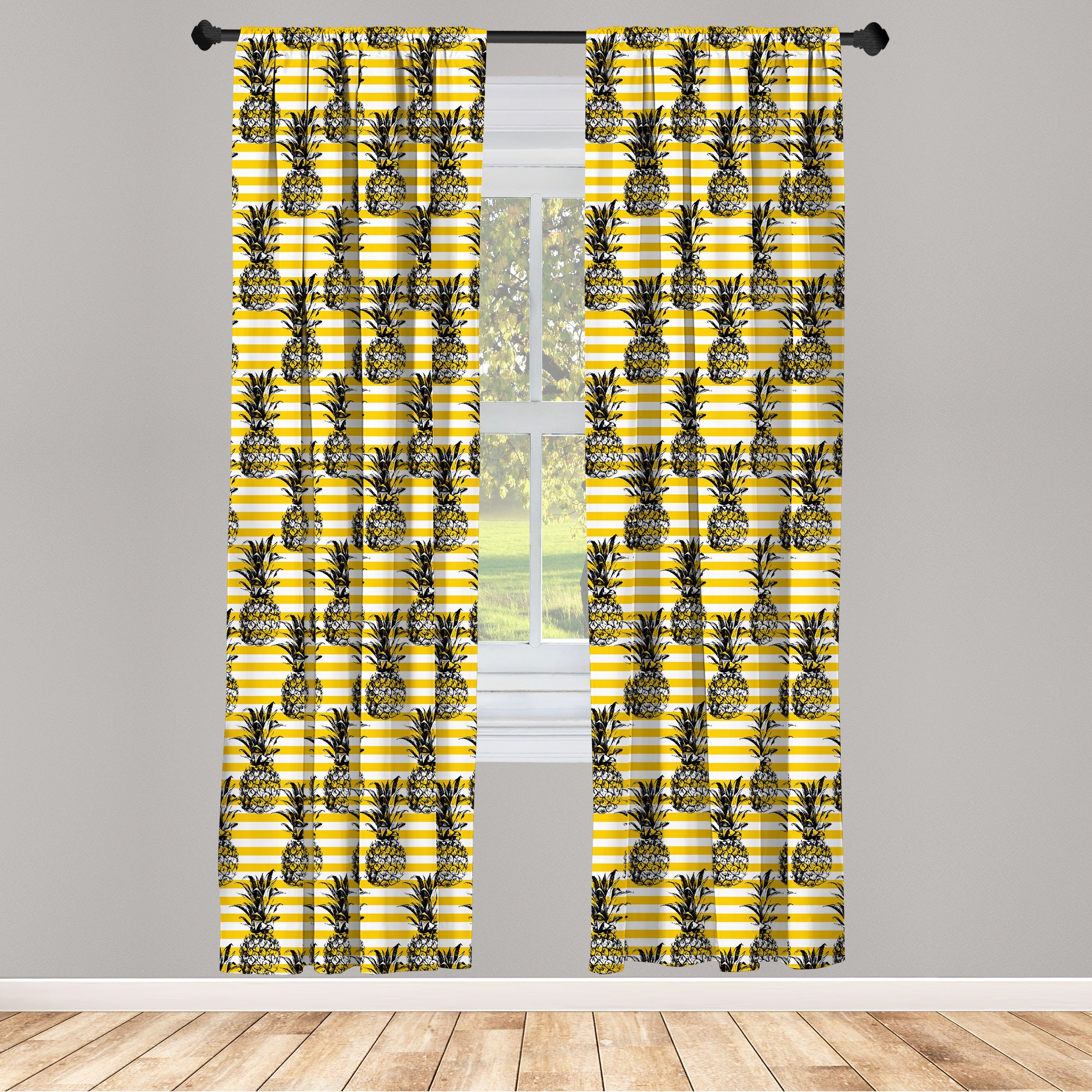 Gardine Vorhang für Wohnzimmer Schlafzimmer Dekor, Abakuhaus, Microfaser, Früchte Modernes Ananas-Motiv