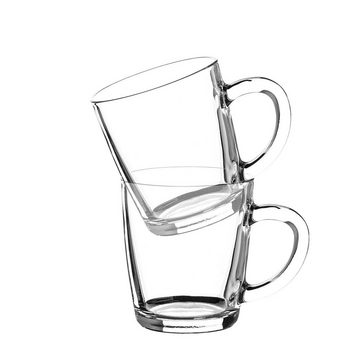 Pasabahce Gläser-Set Basic, Glas, 2 Tee, Kaffee Glas mit Henkel