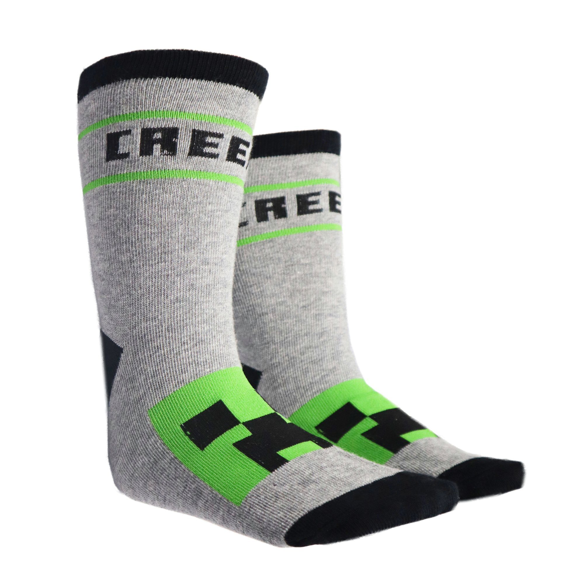 Minecraft Langsocken Minecraft Creeper Skelett Kinder Jungen lange Socken 6er Pack (6-Paar) Gr. 27 bis 38