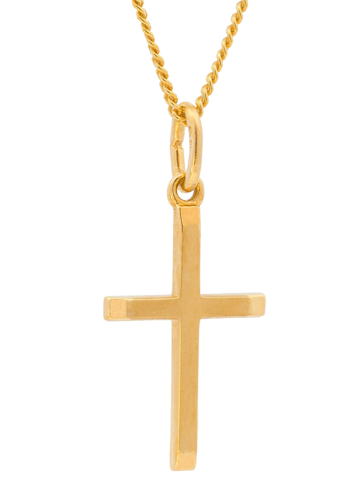 Kreuzanhänger Anhänger Kreuz 333-8 Karat Gold mit vergoldeter Silberkette 36 cm