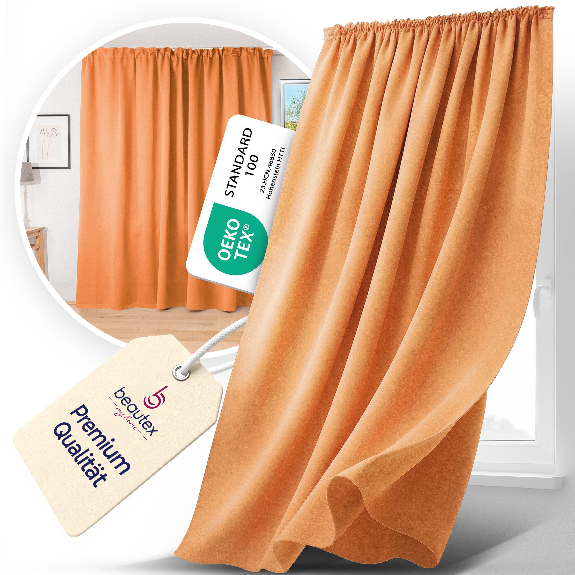 Beautex Verdunkelungsvorhang Kräuselband Vorhang blickdicht abdunkelnd U-Band (1 St), Kräuselband, verdunkelnd, lichtmindernd, wärmeisolierend, pflegeleicht, wa – Bild 3 von 5