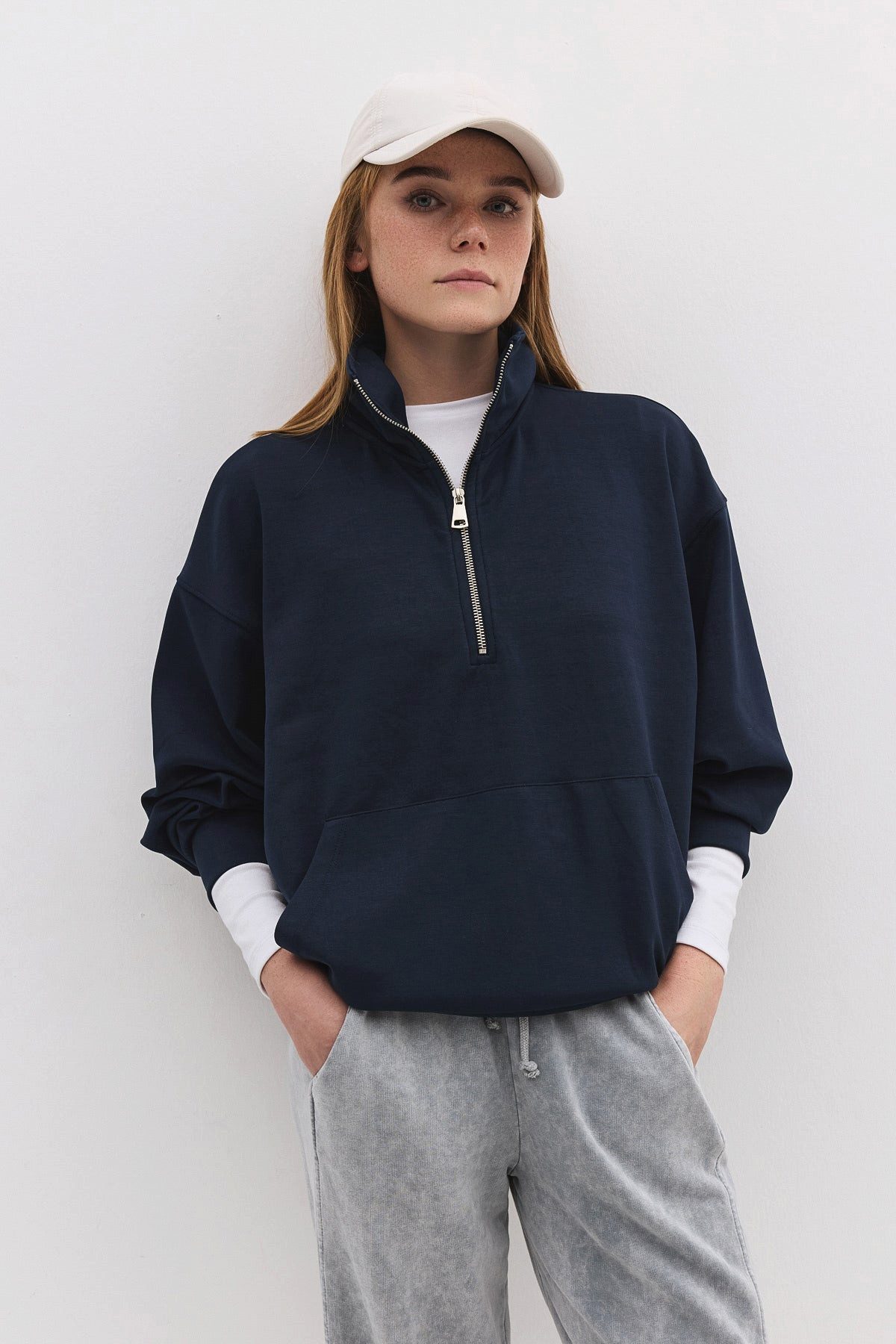 No Matter What Sweatshirt Modal-Sweatshirt mit halbem Reißverschluss günstig online kaufen