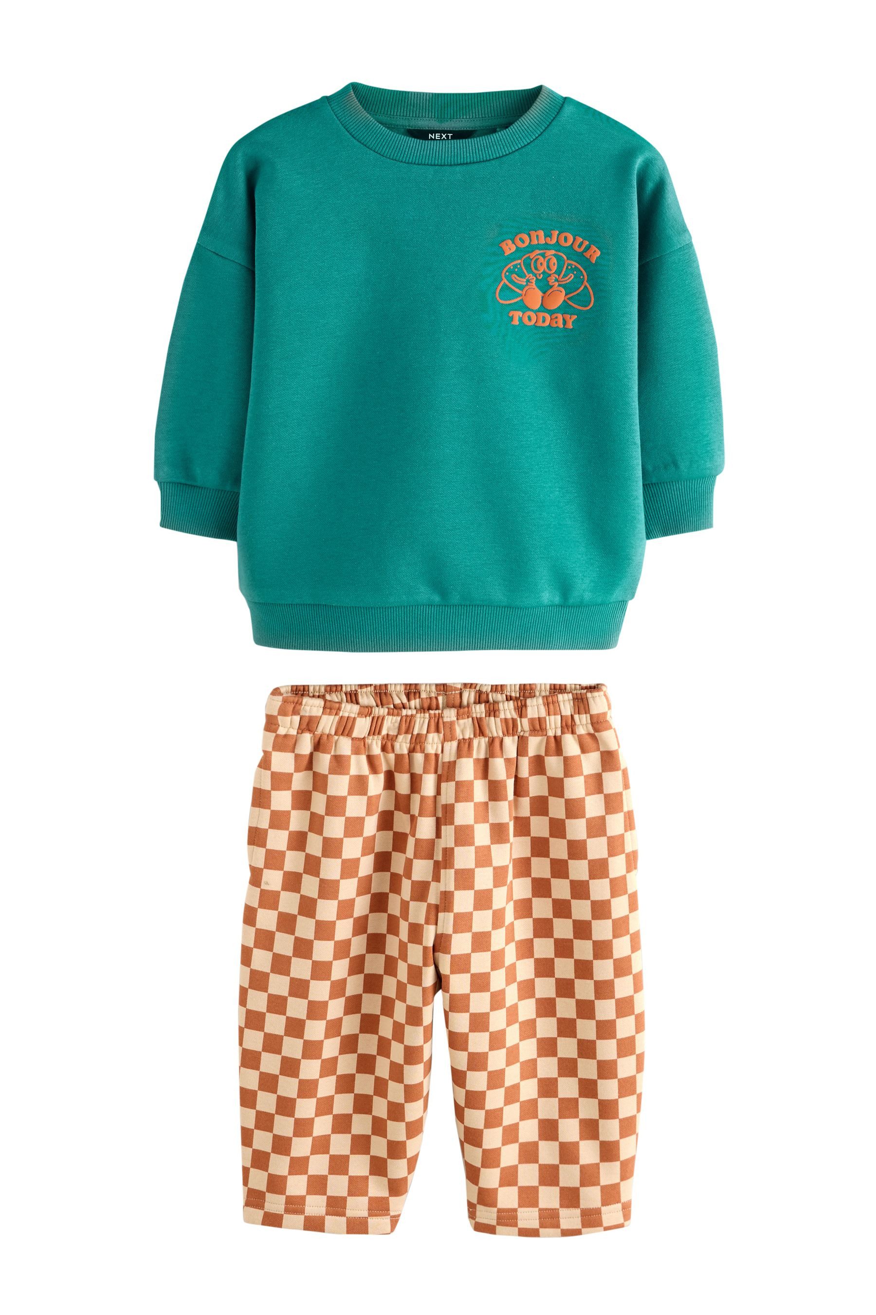 Next Sweatanzug Gemusterte Jogginghose und Sweatshirt günstig online kaufen