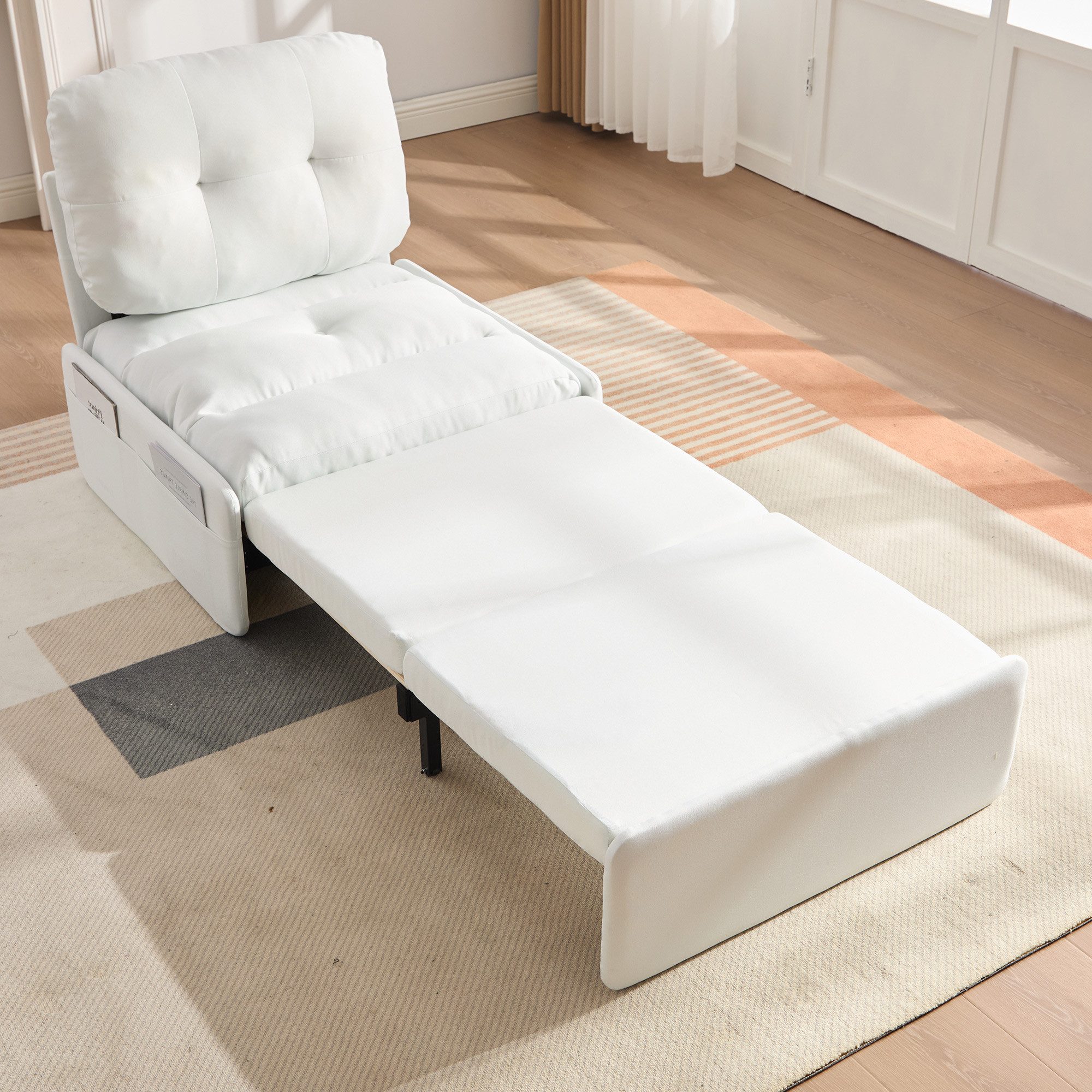 REDOM Schlafsofa Modernes 2-in-1 Schlafsofa 195x81,5 cm, Leinenstoff, Einzelsessel & Liegestuhl, unsichtbare Ausziehfunktion 1 Teile, Schlaffläche 165x80 cm, ideal für kleine Wohnungen