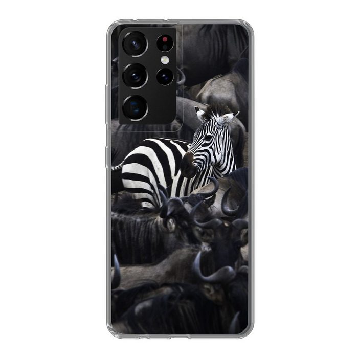 MuchoWow Handyhülle Zebra - Büffel - Braun Phone Case Handyhülle Samsung Galaxy S21 Ultra Silikon Schutzhülle