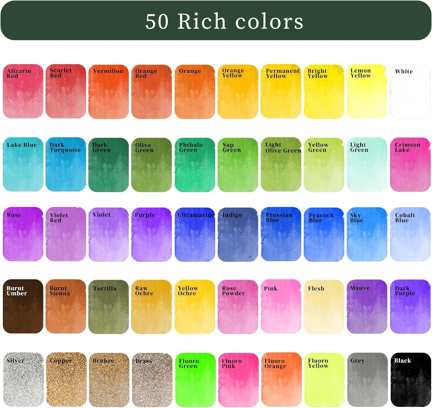 Artecho Aquarellfarbe Set – 24 / 50 / 100 / 128 Wasserfarben mit Aquarellpapieren & Pinseln, - egal ob unterwegs, Zuhause, in der Schule - für Anfänger und Profis