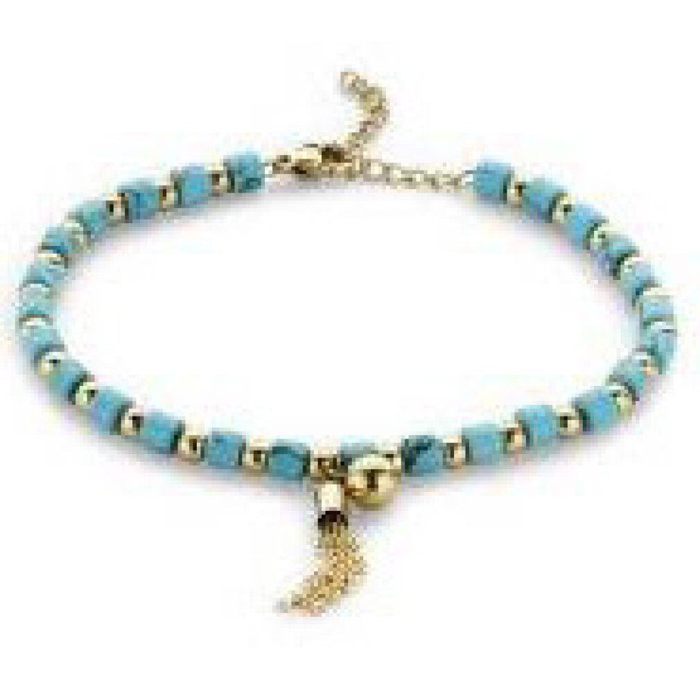 Javoli.com Kette mit Einhänger Victoria Goldfarbenes blaues Perlenarmband