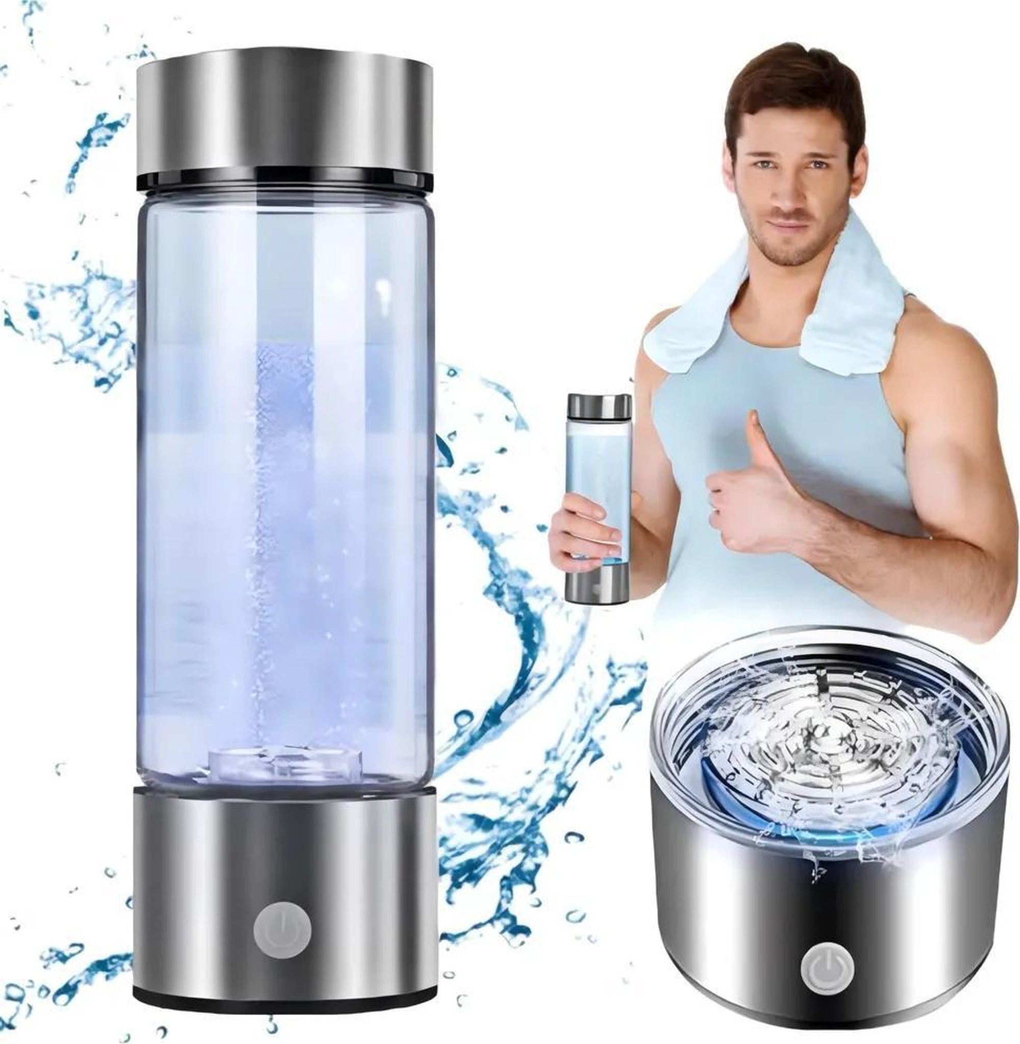 FELIXLEO Trinkflasche Wasserstoff Wasserflasche 420ml PEM USB wiederaufladbar