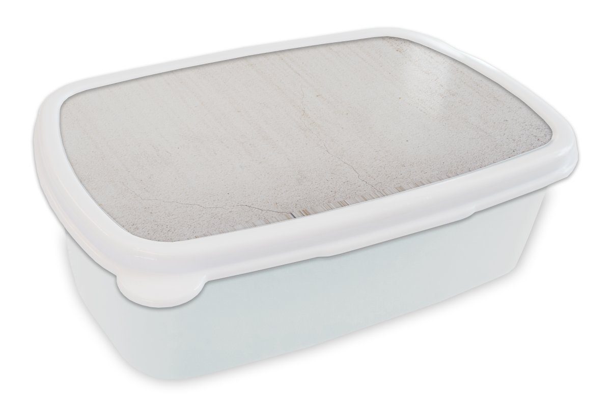 MuchoWow Lunchbox Beton - Wand - Weiß, Kunststoff, (2-tlg), Brotbox für Kinder und Erwachsene, Brotdose, für Jungs und Mädchen | Lunchboxen
