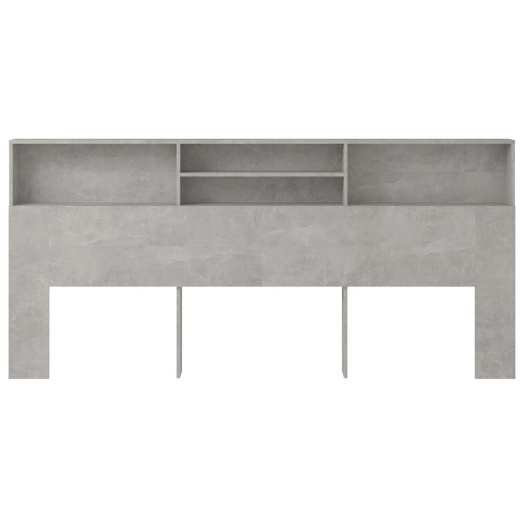 vidaXL Bett Kopfteil mit Ablagen Betongrau 220x19x103,5 cm (1-tlg)