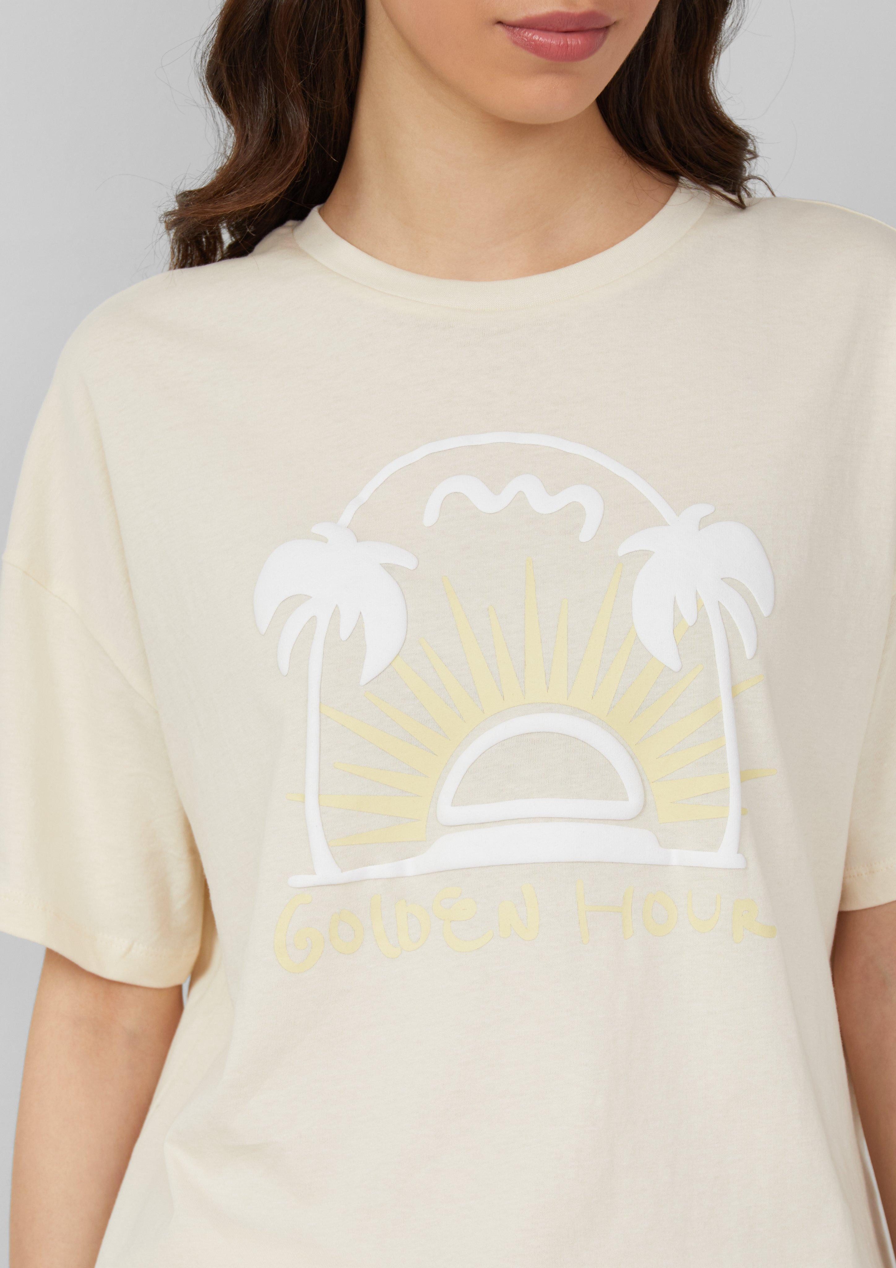 QS Kurzarmshirt Baumwollshirt mit Frontprint günstig online kaufen