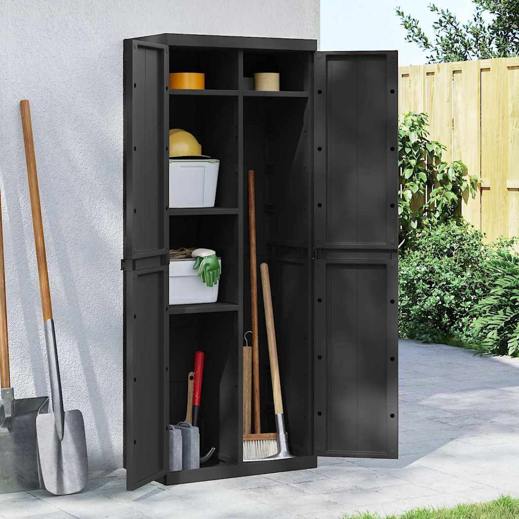 vidaXL Garten-Geräteschrank Gartenschrank Schwarz 65x37x165 cm PP, (1 St)