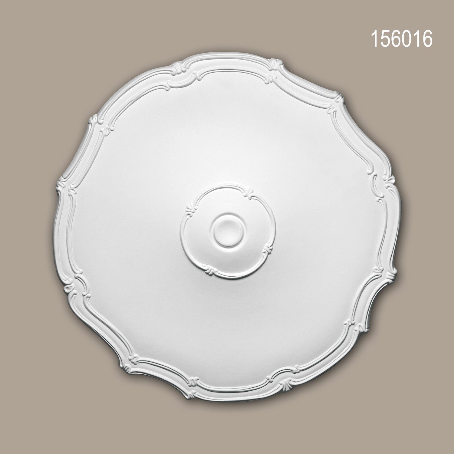 Profhome Decken-Rosette 156016 (Rosette, 1 St., Deckenrosette, Medallion, Stuckrosette, Deckenelement, Zierelement, Durchmesser 48 cm), weiß, vorgrundiert, Stil: Jugendstil