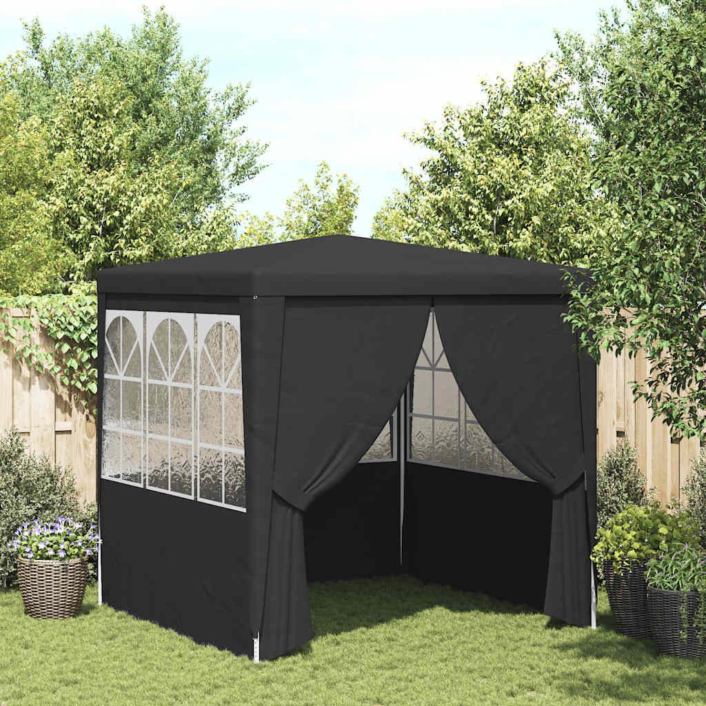 furnicato Partyzelt Anthrazit 2,5x2,5x2,4 m mit UV- und wasserbeständigem, Wetterfestes Gartenpavillon mit Seitenwänden und Reißverschluss-Tür