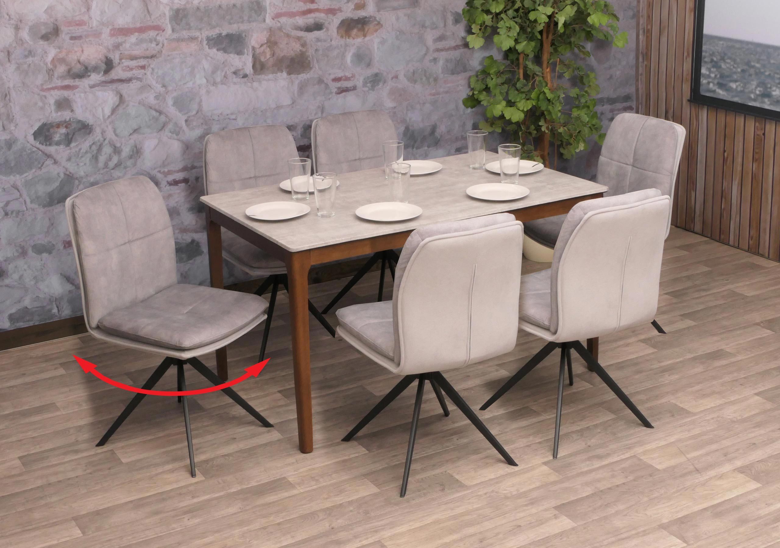 MCW Esszimmerstuhl MCW-M68-6 (Set, 6 St), Inklusive Fußbodenschoner, Abgerundete Ecken