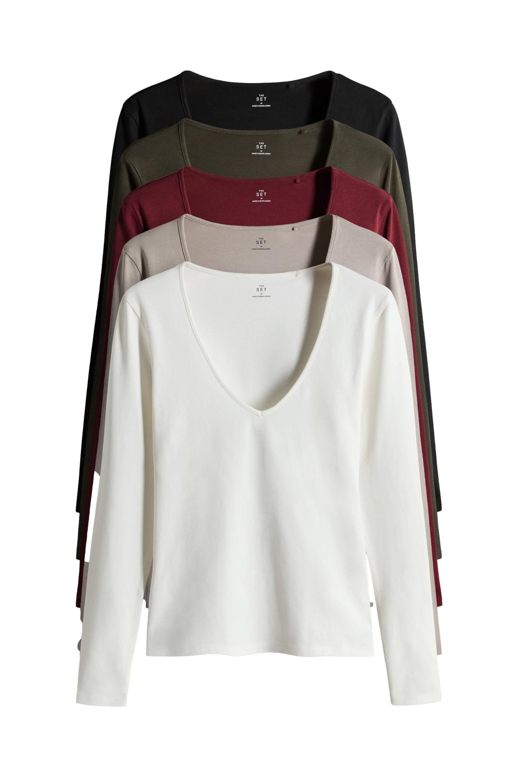 The Set Langarmshirt The Set körpernahe Langarmshirts, 5er-Pack (5-tlg) günstig online kaufen