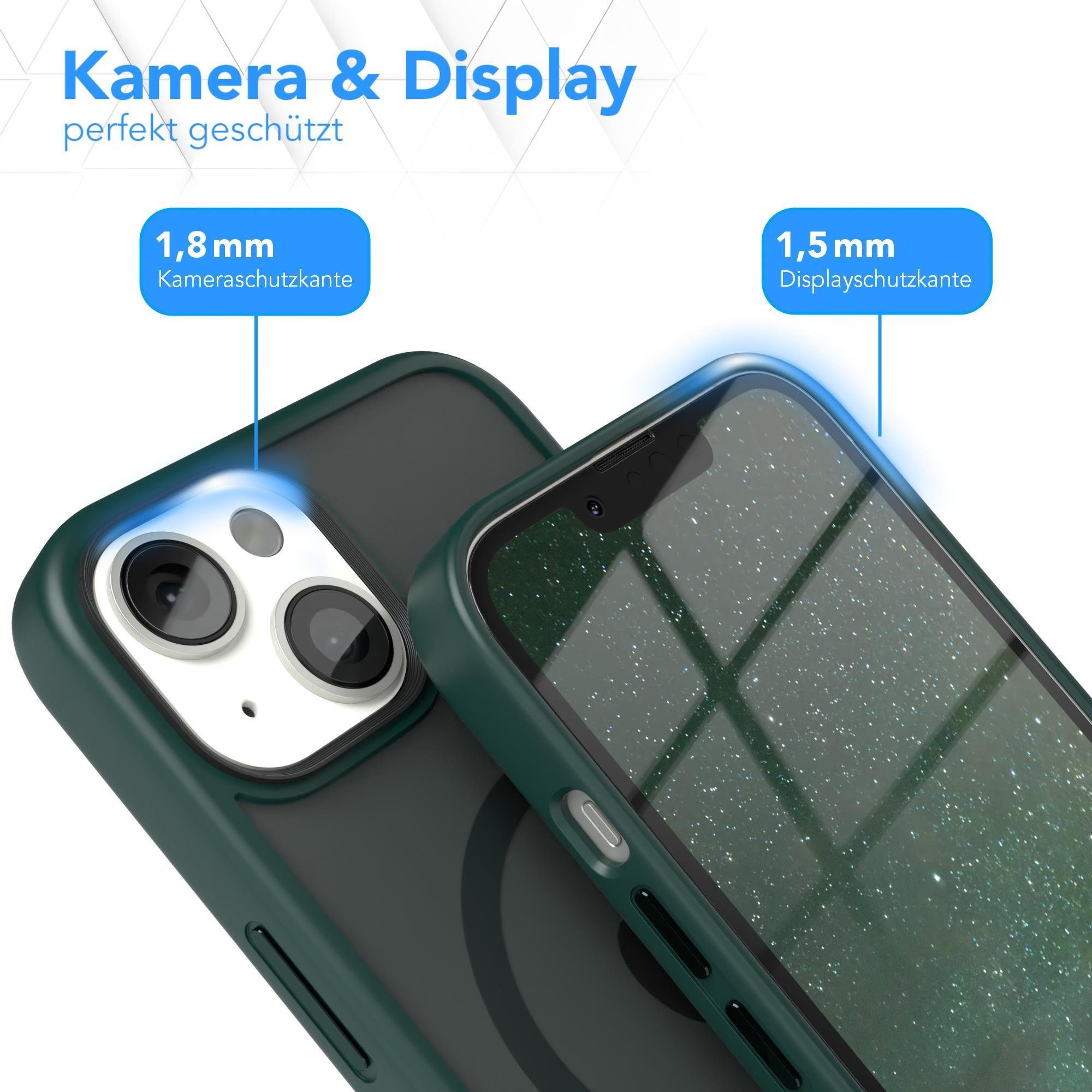 EAZY CASE Handyhülle Outdoor Case MagSafe für Apple iPhone 14, Backcover Tasche Case Schutzhülle mit Kameraschutz Bumper Dunkel Grün