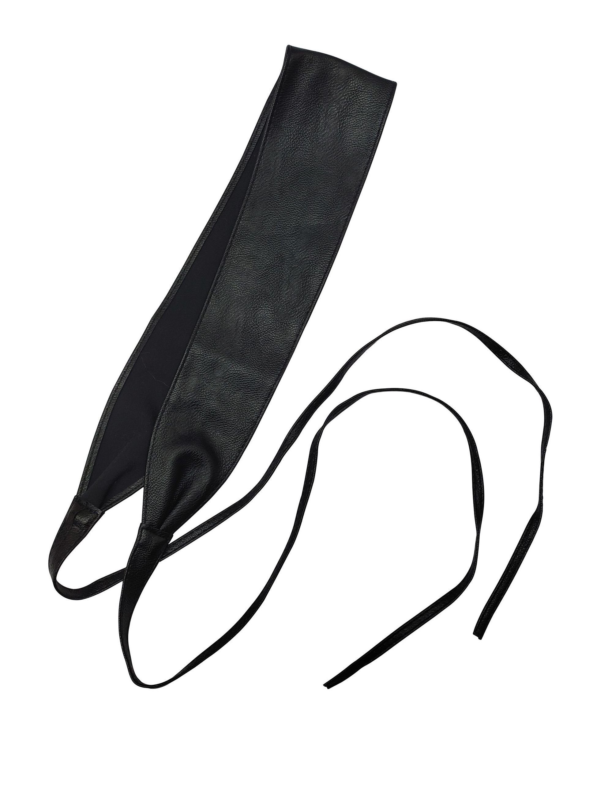 FRONHOFER 18600 Schwarz weich Taillengürtel Binden, Taillengürtel zum Obi, Wickelgürtel breiter sehr