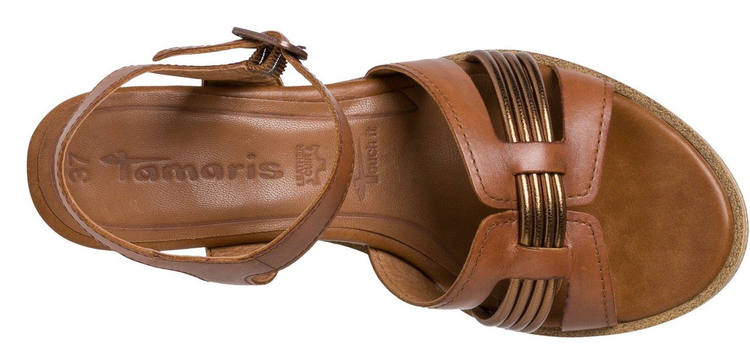 Tamaris cognac-kupfer It-Innensohle Keilsandalette Touch mit