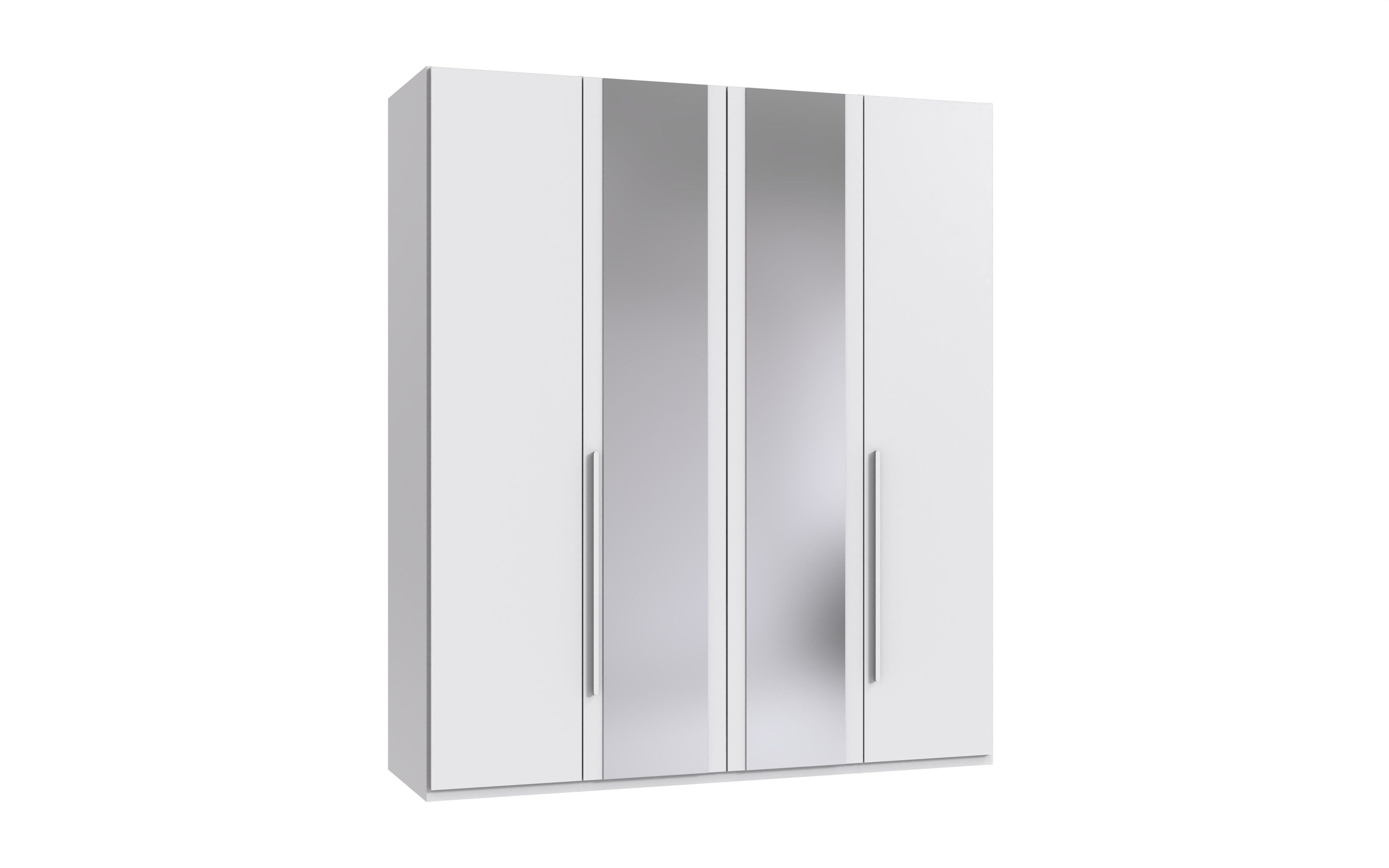 freiraum Drehtürenschrank LONDON inkl. Inneneinteilung, WEISS / SPIEGEL - 180x208x58cm (BxHxT)