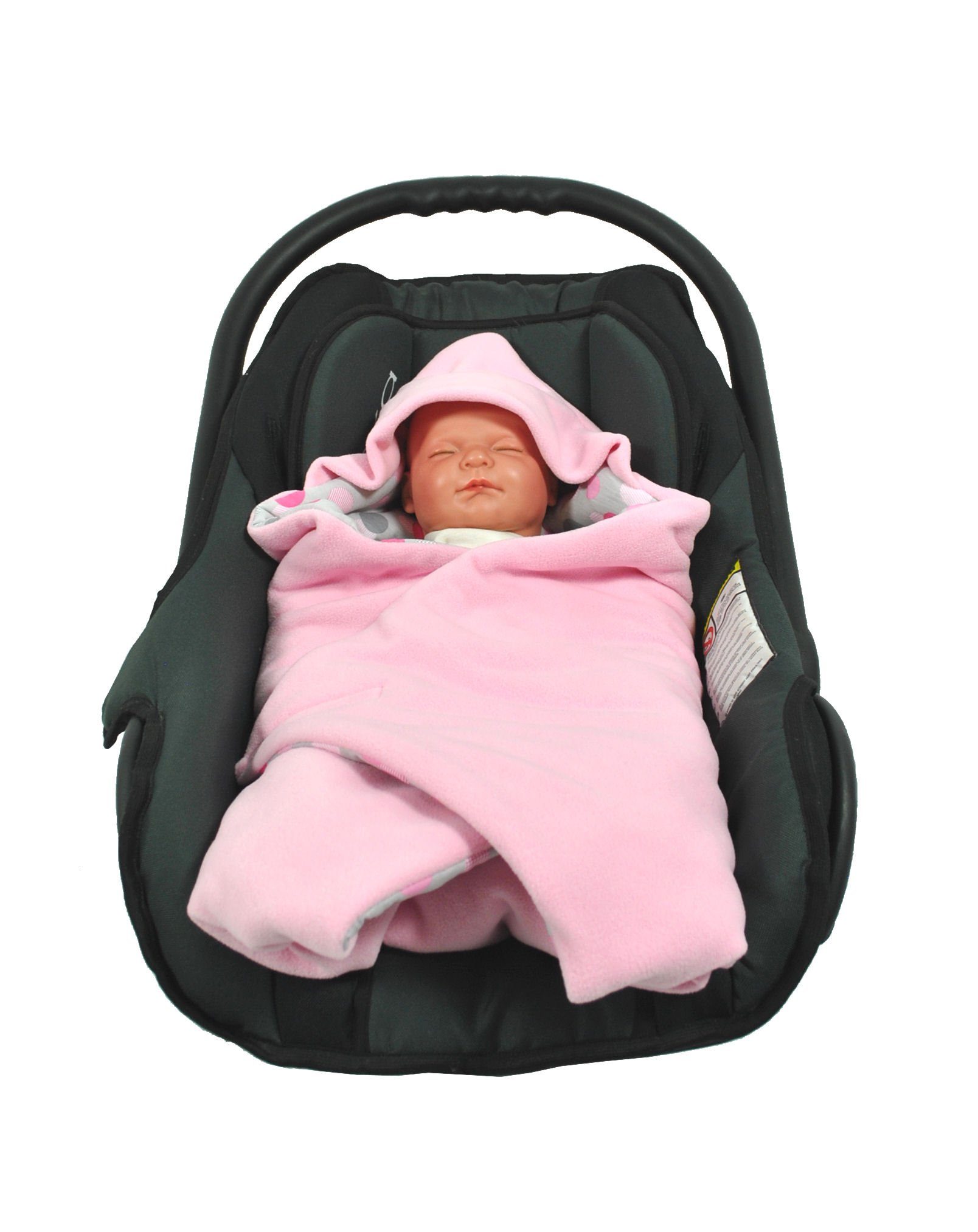 Einschlagdecke Fußsack für die für Babyschale Punkt 3 Babyschale Babyschalenfußsack geeignet HOBEA-Germany, rosa/Punkte Winter
