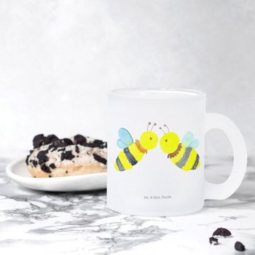 Mr. & Mrs. Panda Teeglas Biene Liebe - Transparent - Geschenk, Hummel, Teetasse aus Glas, Glas, Premium Glas, Liebevolles Design