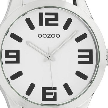 OOZOO Quarzuhr Oozoo Damen Armbanduhr Timepieces C1050, Damenuhr rund, extra groß (ca. 46mm) Lederarmband, Fashion-Style