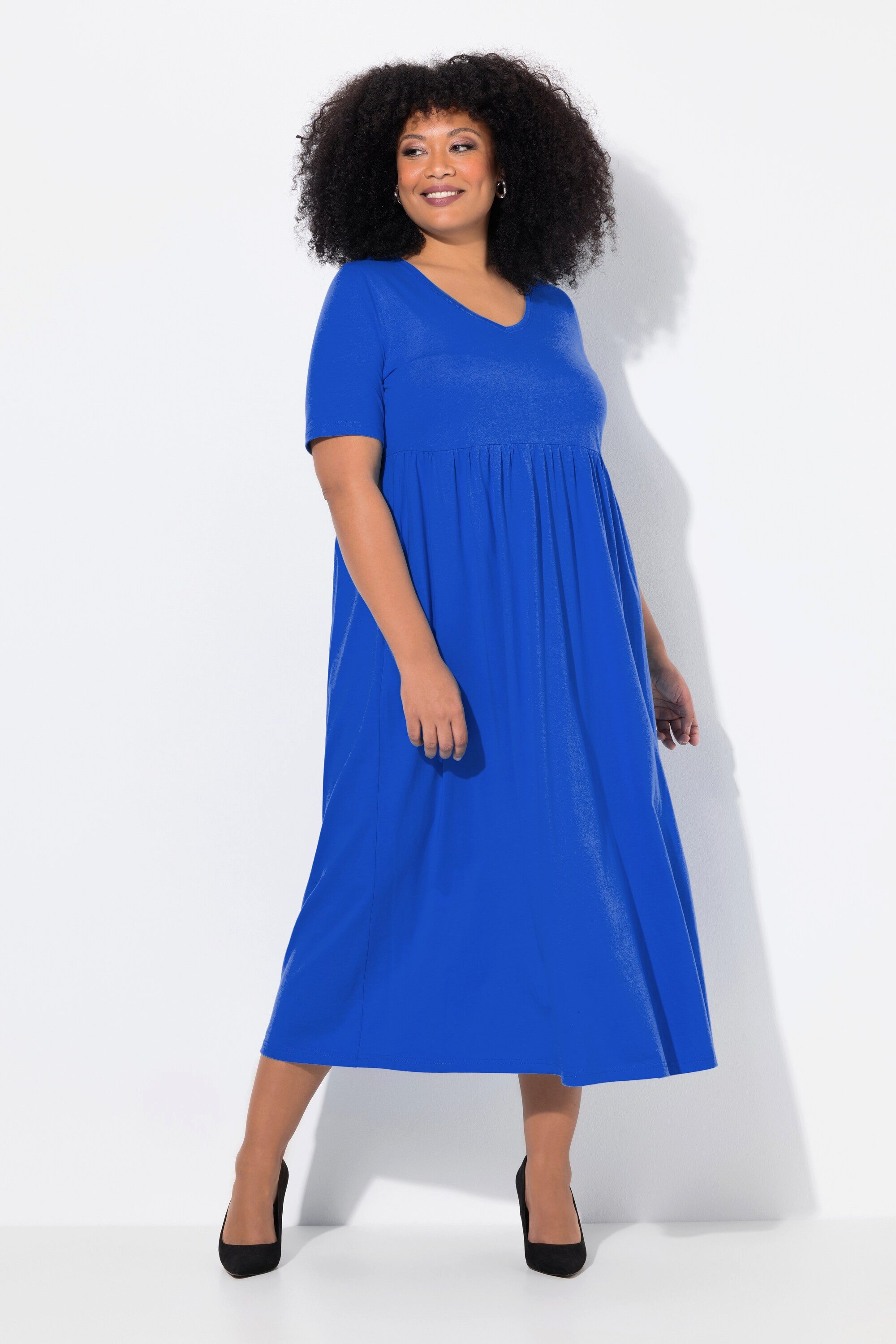 Ulla Popken Maxikleid Maxikleid A-Linie V-Ausschnitt günstig online kaufen