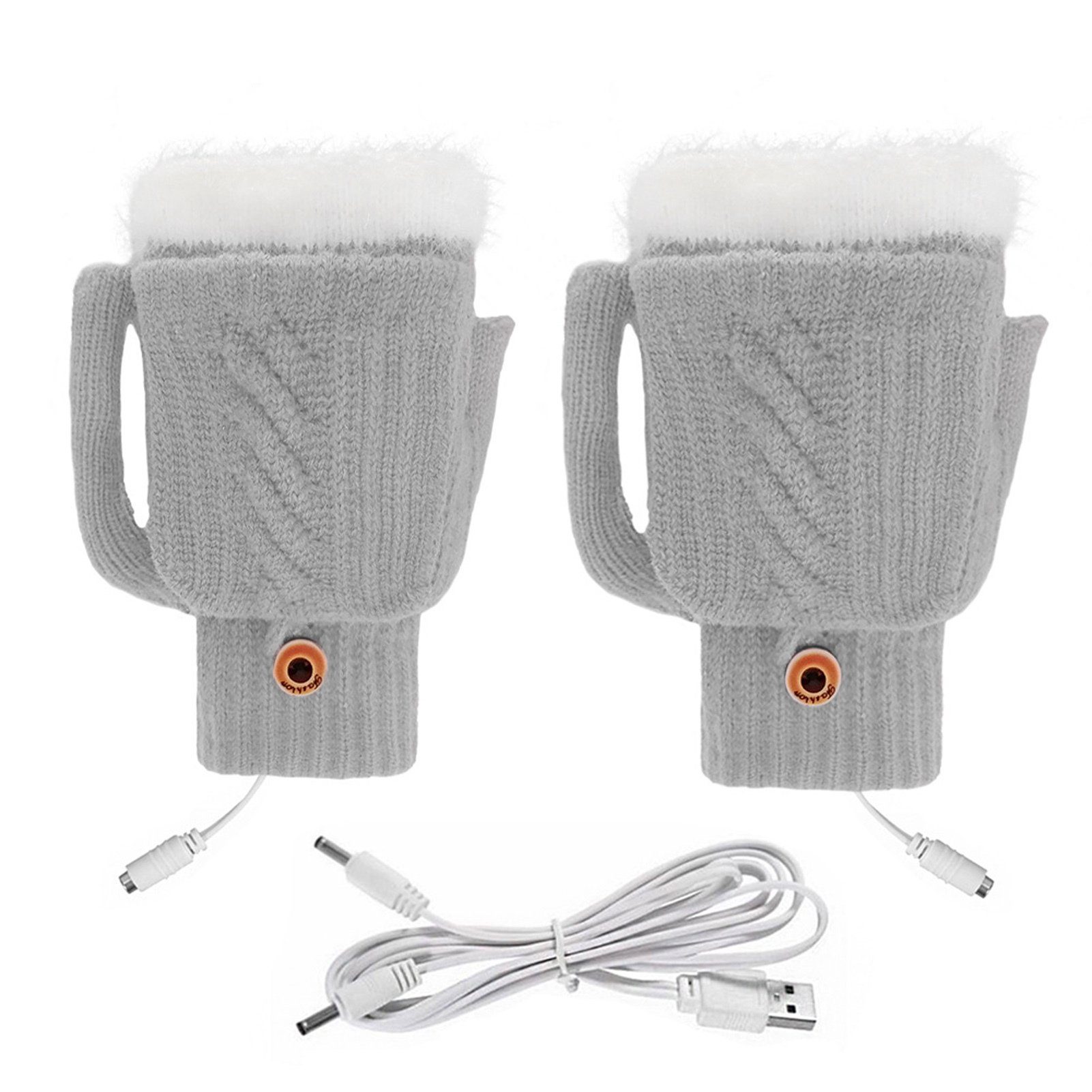 Blusmart Fleecehandschuhe USB-beheizte Handschuhe Für Kaltes Wetter, Hochelastischer, Weicher Fleecehandschuhe grau