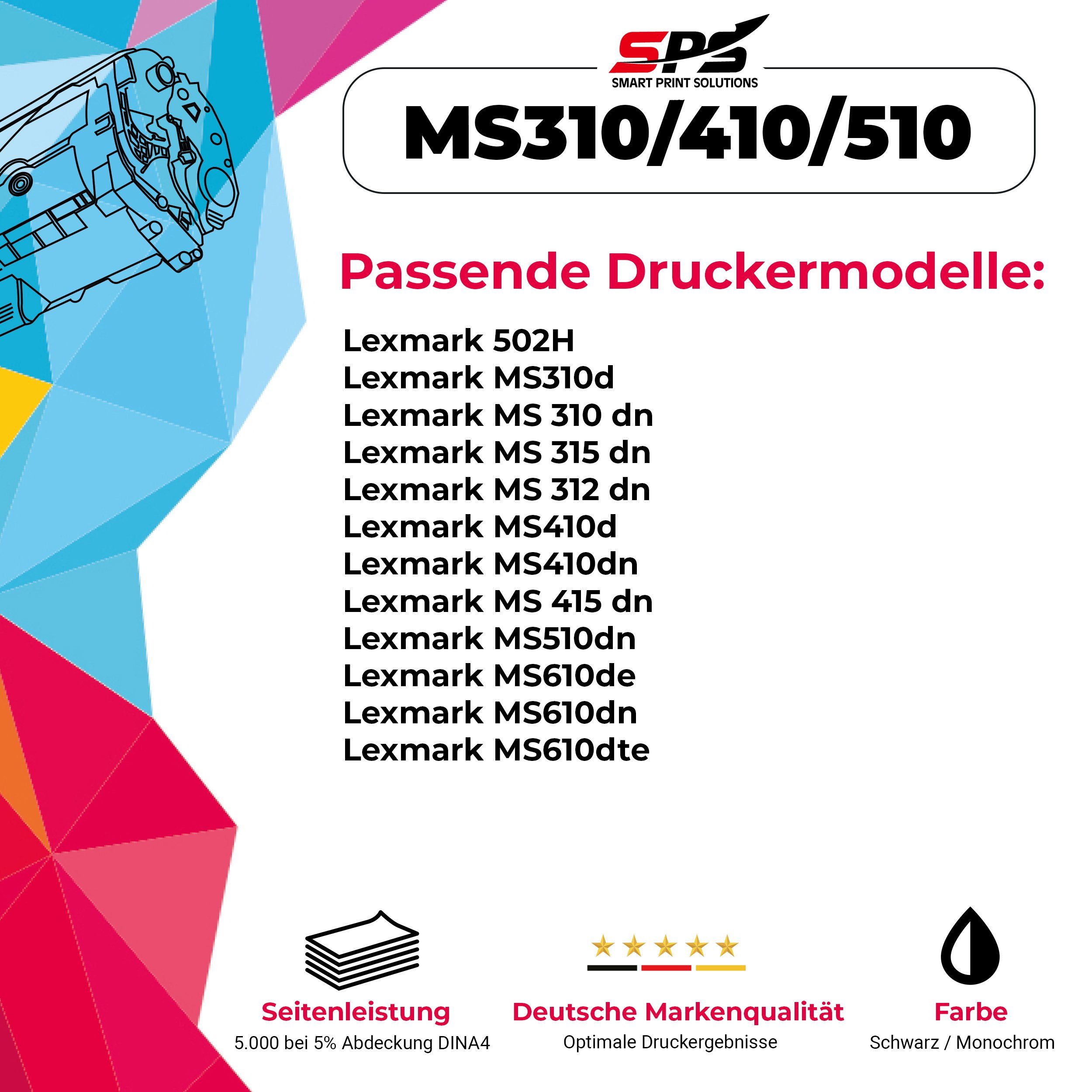 SPS Tonerkartusche Kompatibel für Lexmark 50F2H00, Pack) (1er MS 502H 510
