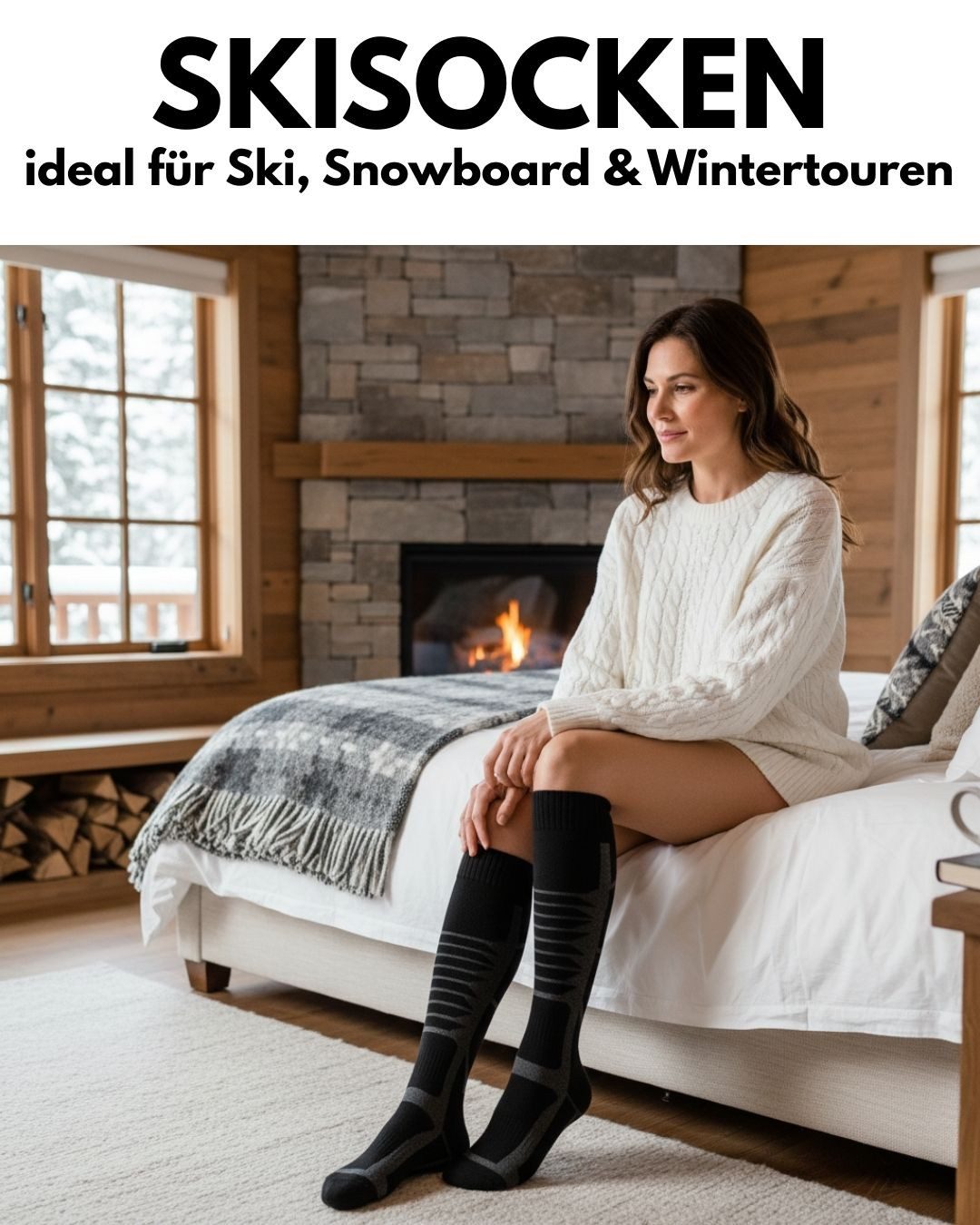sockenkauf24 Skisocken Ski Strümpfe Herren & Damen Ski Socken lang Atmungsaktiv (2-Paar)