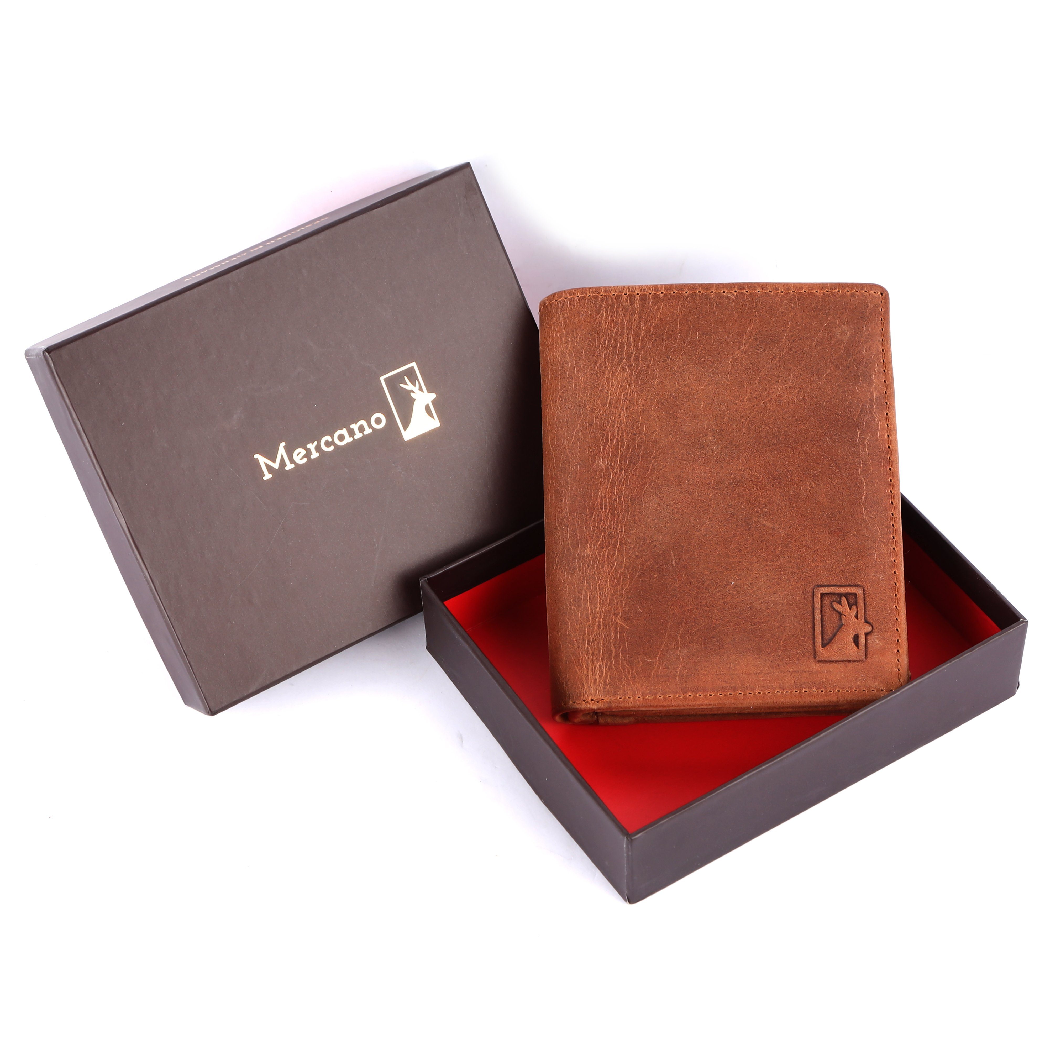 Mercano Geldbörse für Herren, aus 100% Vintage Leder, integrierter RFID-Schutz & inkl. Geschenkbox Braun