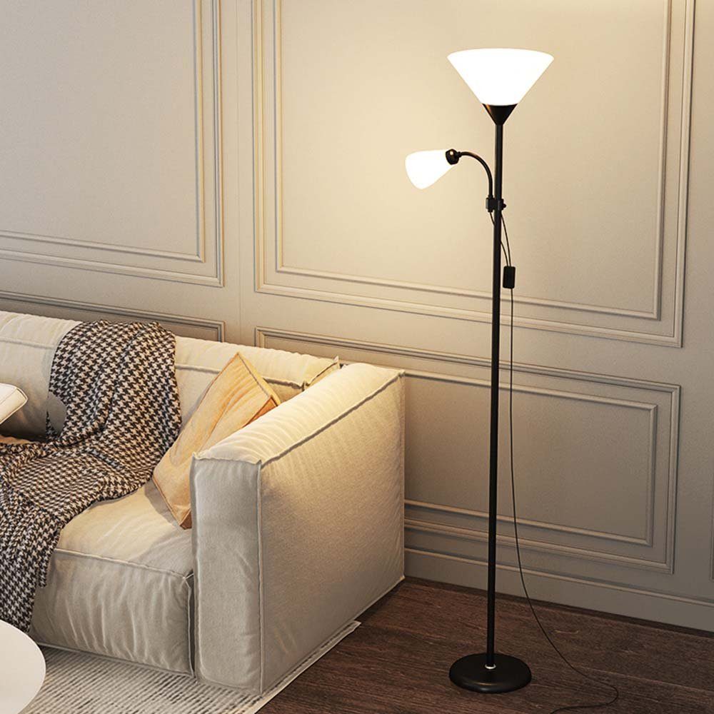 Rosnek LED Stehlampe Modern, 1.7M, Büros Warmweiß, austauschbar, Leselicht, für Glühbirnen Deko Wohnzimmer, mit Schlafzimmer verstellbarem E27