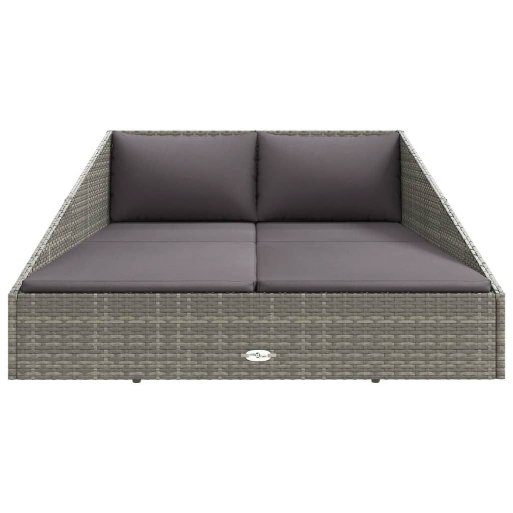 vidaXL Bett Gartenbett Grau 110x200 cm Poly Rattan