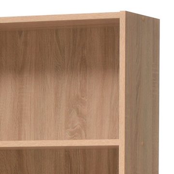 Homestyle4u Bücherregal Regal 3 oder 5 Fächer Eiche Braun Bücherschrank Holz Massiv Regal