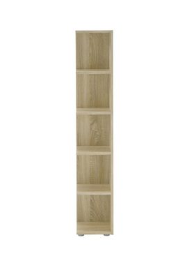 möbelando Eckregal Lasmos, Modernes Eckregal aus Spanplatte in Sonoma-Eiche Nachbildung mit 5 offenen Fächern. Breite 24 cm, Höhe 142 cm, Tiefe 26 cm