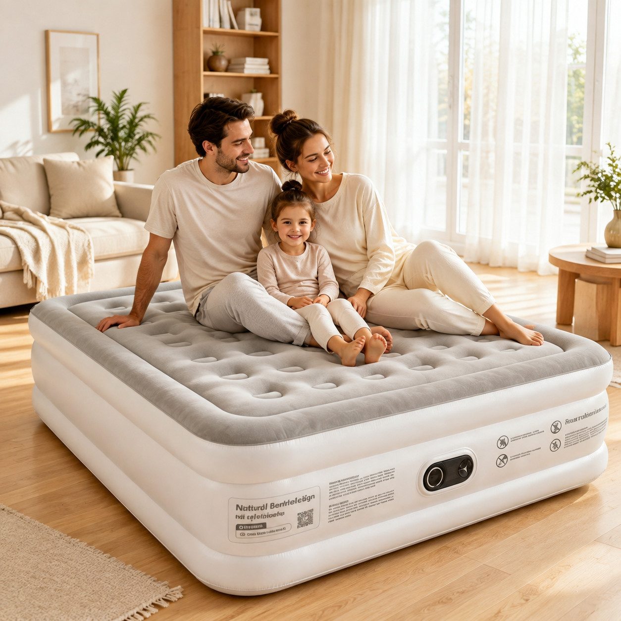 MC Star Luftmatratze, (schnelles Aufblasen in 2,5 Minuten, leiser Betrieb, für 2 Personen, für Zuhause und Camping, mit integrierter Pumpe – automatisches Aufpumpen)