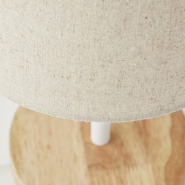Lightbox Tischleuchte, ohne Leuchtmittel, Tischlampe, Stoffschirm & Holzfuß, 42 cm Höhe, E27, Weiß/Natur