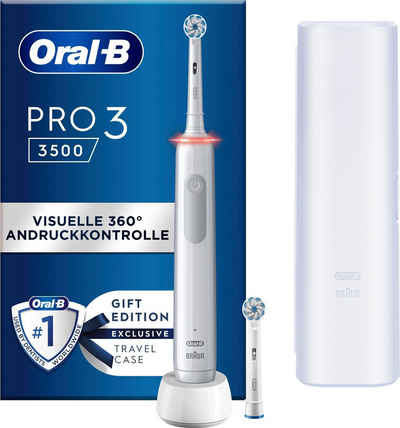 Oral B Elektrische Zahnbürste Pro 3 3500, Aufsteckbürsten: 2 St., 3 Putzmodi