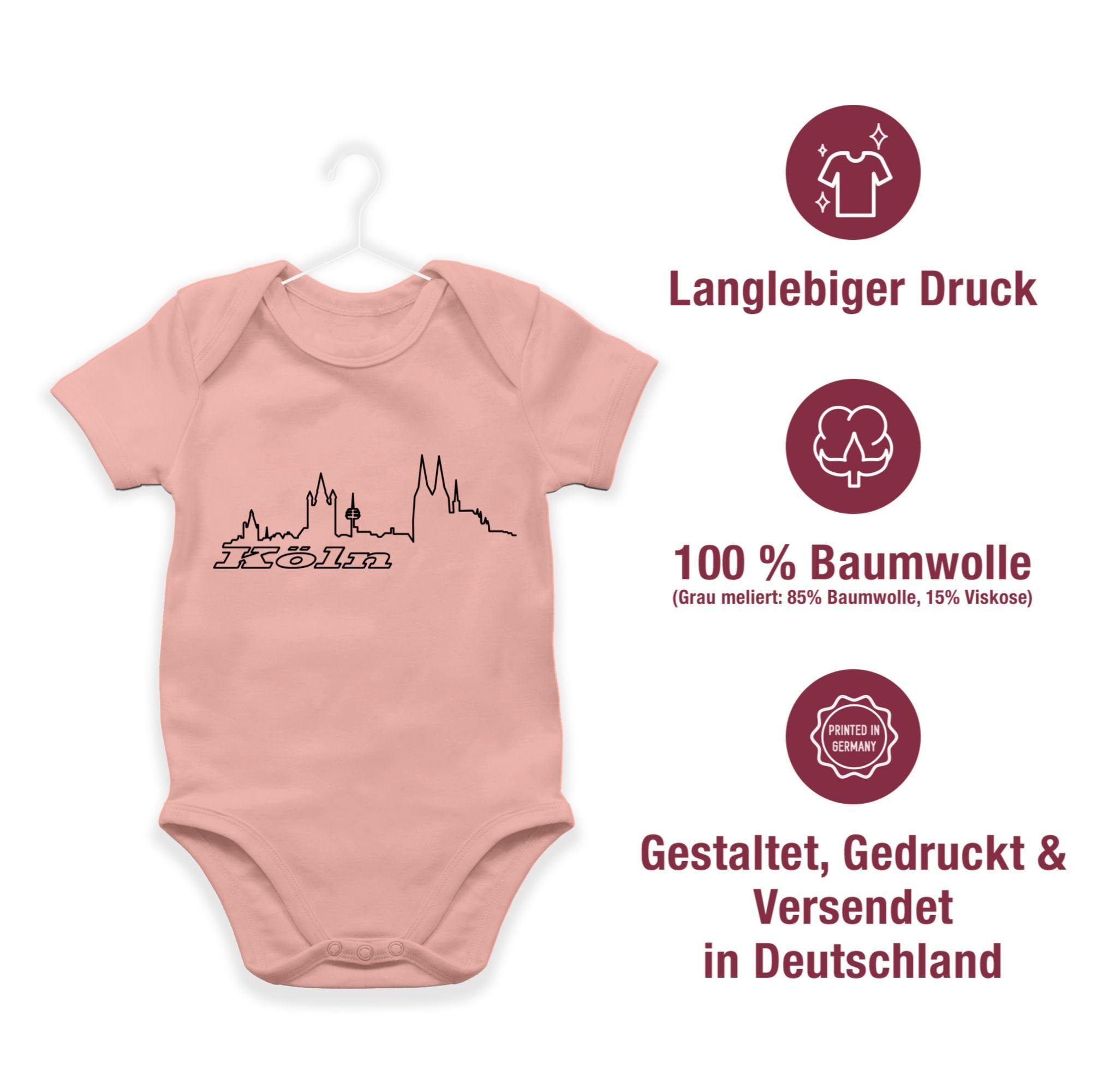 3 Wappen Länder Baby Skyline Babyrosa Shirtbody Shirtracer Köln