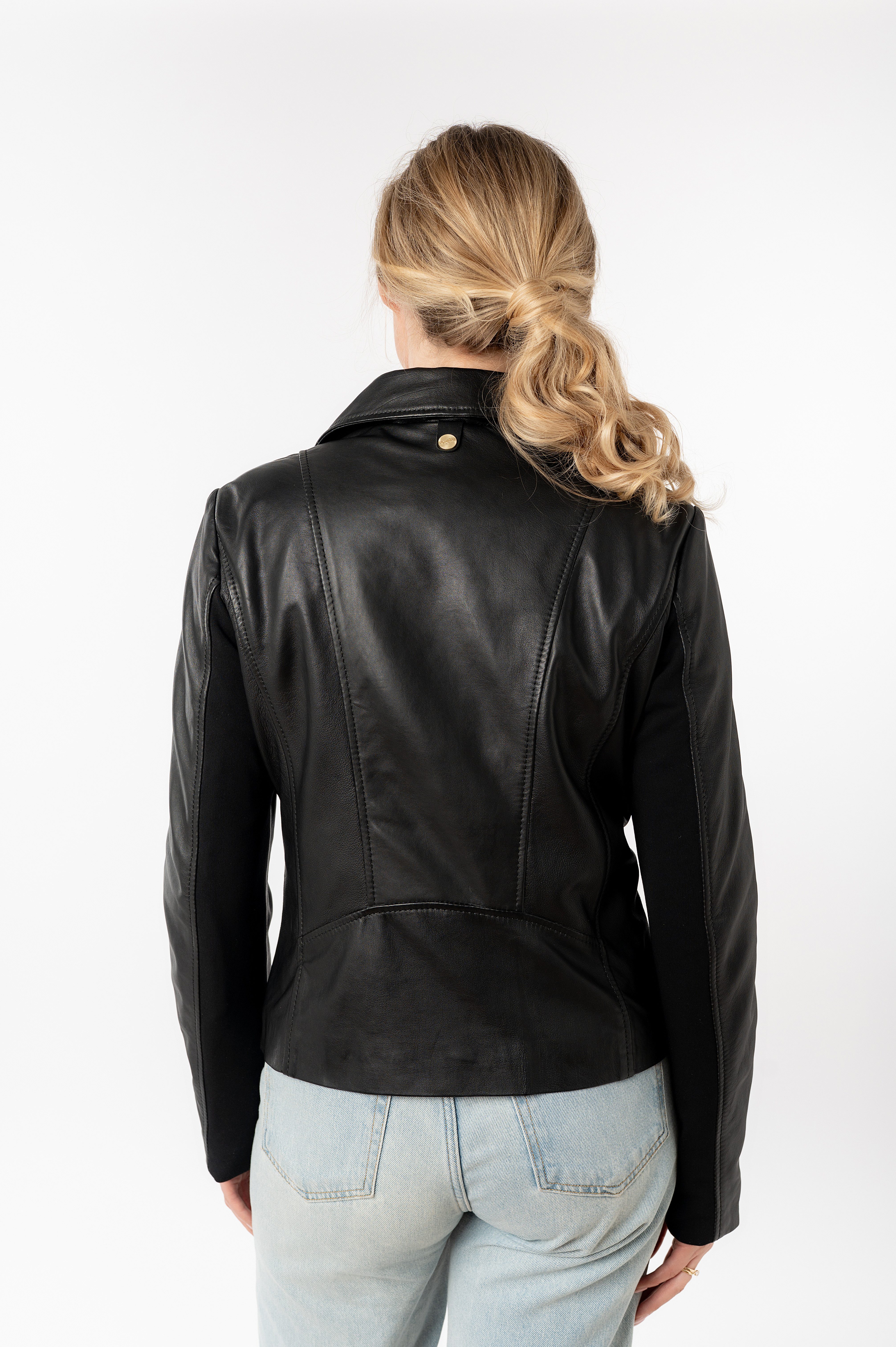 Mauritius Lederjacke MWFylli mit Knopfdetails, Reverskragen