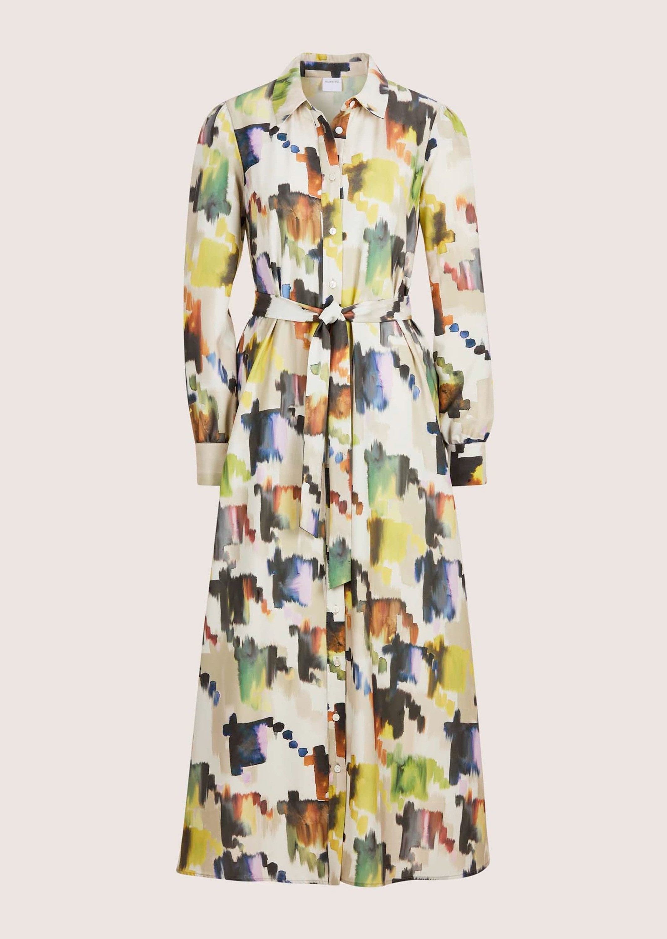 Midikleid Modernes Hemdblusenkleid mit Taillengürtel