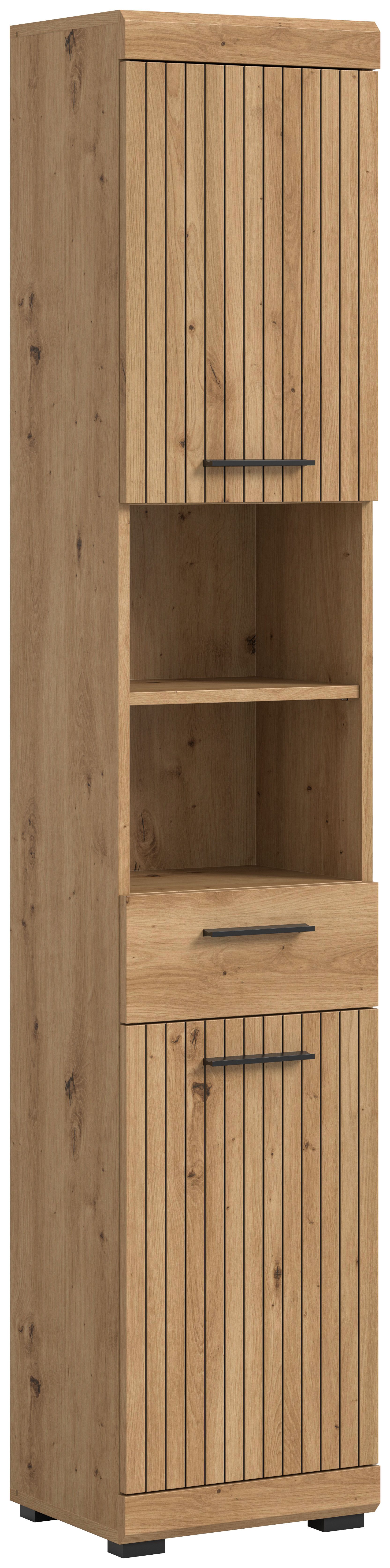 welltime Hochschrank SIENA, Breite 37cm, 2 Tür, 1 Schubkasten, 2 offene Fächer, MDF-Front (1-St., TOPSELLER) in verschiedenen Farben erhältlich, Badmöbel, Badschrank, Schrank, Bad