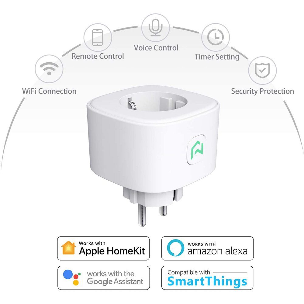 Meross Meross Smart Wi-Fi Plug - smarter Stecker mit App-Steuerung Smart-Home-Zubehör, passt in jede gewöhnliche EU-Steckdose