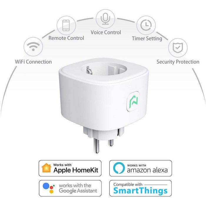 Meross Meross Smart Wi-Fi Plug - smarter Stecker mit App-Steuerung Smart-Home-Zubehör passt in jede gewöhnliche EU-Steckdose